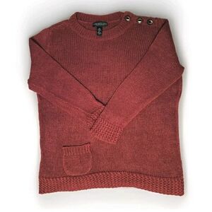 Lauren Jeans Co. Ralph Lauren Women Size Med Red Open Knit Linen Cotton Sweater